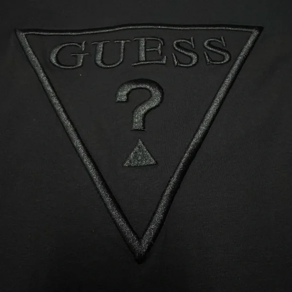 Guess Los Angeles W L Black T-Shirt  Carlee Triangle Tee Front Logo Embroidery - Picture 4 of 9